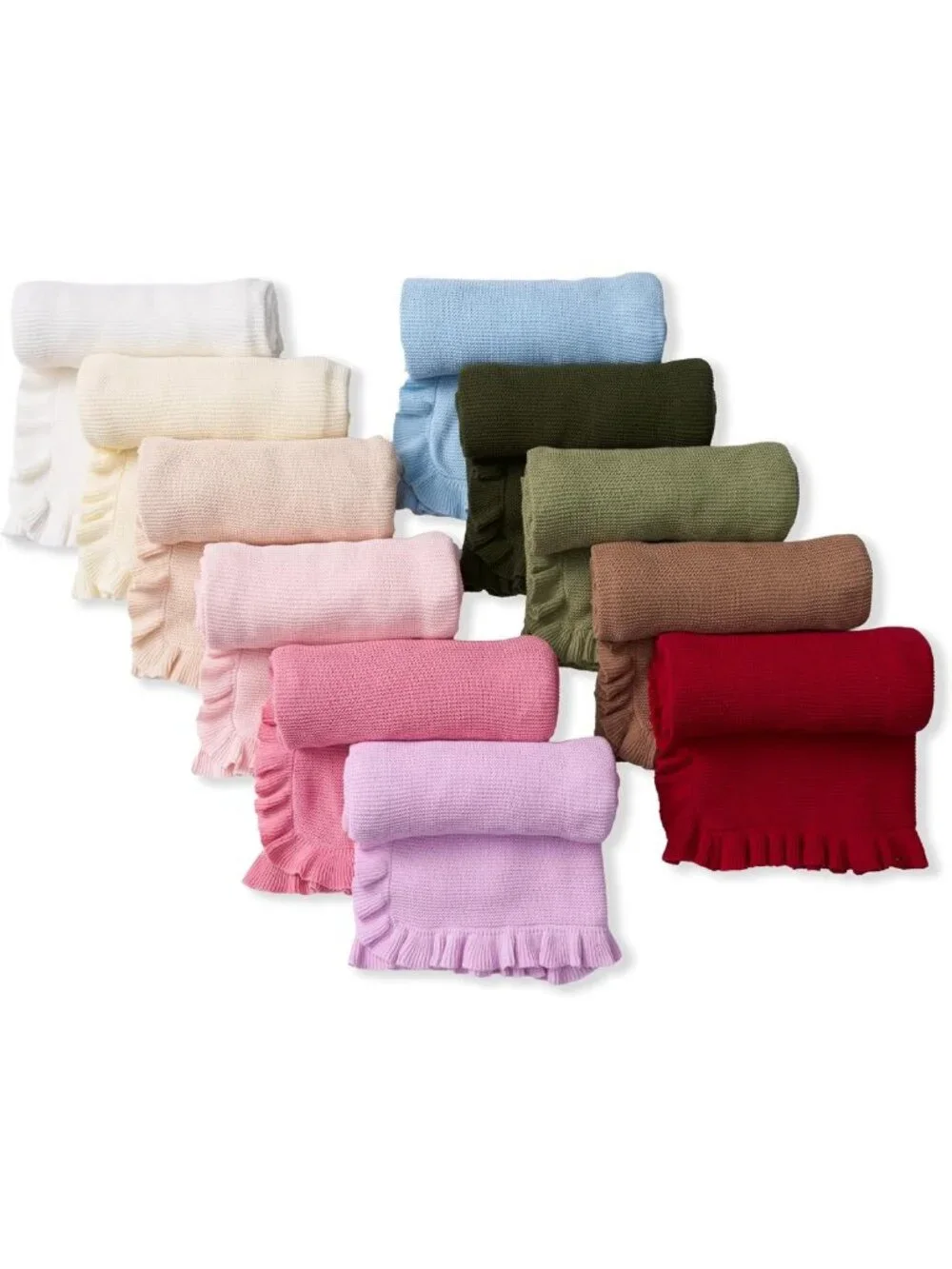 Cozy Ruffle Knit Baby Blanket - Soft Cotton Stroller & Crib Blanket for Newborns